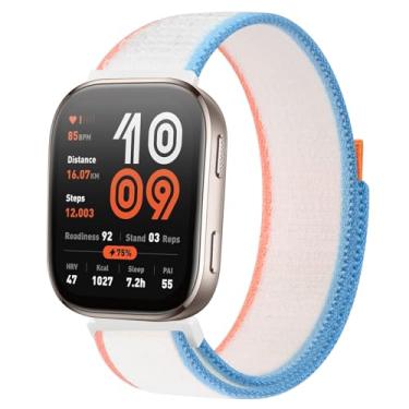 Imagem de AK Pulseira de nylon compatível com Amazfit Bip 6/Bip 5, pulseira Amazfit GTR 4, pulseira esportiva macia de 22 mm para Amazfit Bip 6/Bip 5/GTR 4 feminino e masculino (branco leitoso)