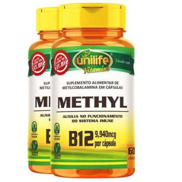 Imagem de Kit 2 Vitamina B12 Methyl Unilife 60 Cápsulas