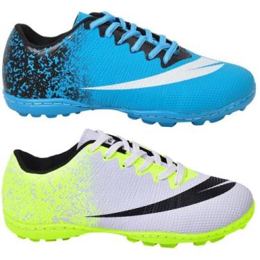 Imagem de Chuteira Society Adulto e Infantil KIT 2 Pares - Perflex, Azul celeste