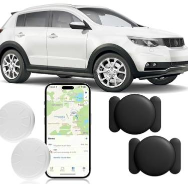 Imagem de HONGTOP H Rastreador Gps Para Carro, De Veículo Com Capa Magnética, Localização Em Tempo Real, Funciona Apple Find My (Somente Ios), Sem Mensalidade Real Van, Moto, Trailer, Etc. (Preto, 2 Peças)