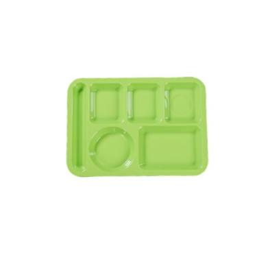 Imagem de Prato de fast food requintado quadrado branco de imitação minimalista doméstico de porcelana - prato de seis grades de 35,56 cm (verde)