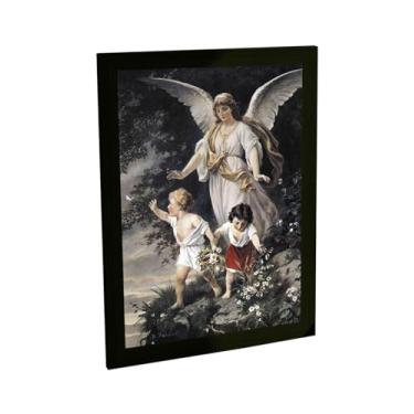 Imagem de Quadro Decorativo Pintura Anjo Da Guarda Decoração Poster Quarto Sala