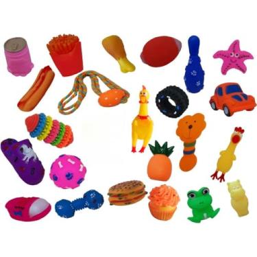 Imagem de Kit 10 Mordedores Brinquedo Diversos Para Cachorros Pequenos com Galinha