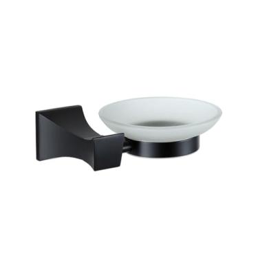 Imagem de Conjunto de prateleiras para banheiro em latão preto - Suporte para toalhas e papel higiênico | Acessórios para banheiro de parede preto fosco, 3 peças, Suporte para saboneteira