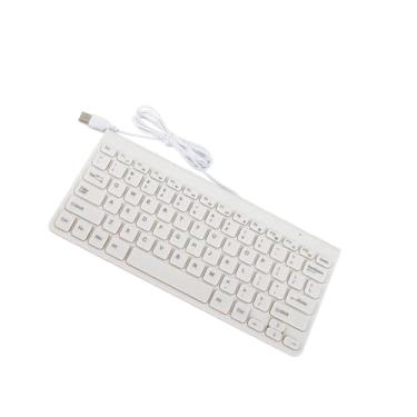 Imagem de POENVFPO Conjunto de Combinações de Teclado e Mouse Mini USB, Mouse de Teclado Com Fio Compacto de Design Ultrafino, Teclas Sólidas, Plug and Play, para Trabalho Diário de Escritório, Preto (Branco)