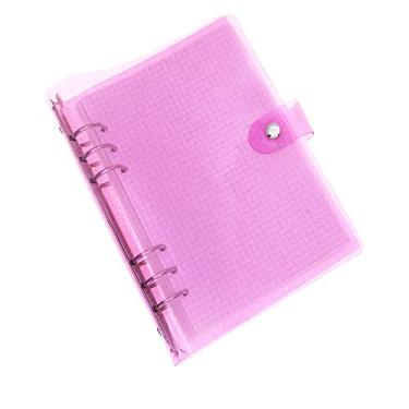 Imagem de A6 A5 Capa de PVC colorida com 6 furos organizador pessoal com fecho de botão de pressão pasta de arquivo para caderno de folhas soltas (A6 combo, rosa ponto)