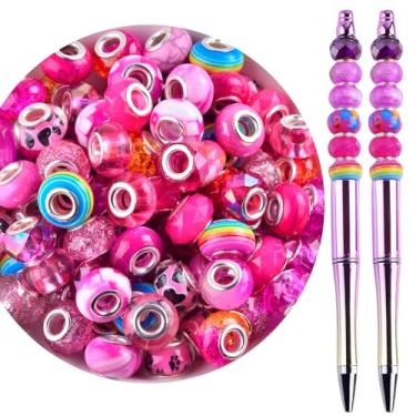 Imagem de Contas de orifício grande para fabricação de joias, 100 peças de contas europeias de 15 mm para canetas, berloque espaçador, lampwork, contas de cristal de vidro murano para decoração de estacas de