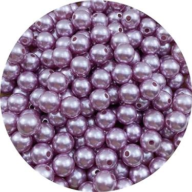 Imagem de Tingoons 300 peças de contas de pérola de 8 mm com furo redondo solto lustre artesanato contas para decoração de casa preenchedores de vasos faça artesanato faça joias fazendo joias colar brincos (roxo)
