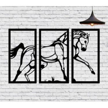 Imagem de kit quadros cavalo - Medida 80 X 120 Cm mdf preto - NoBrand
