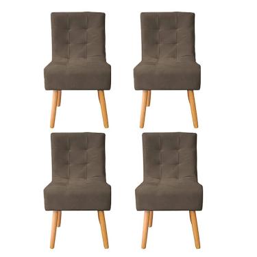 Imagem de Kit 4 Cadeiras Poltrona Sala de Jantar Penteadeira Reforçada Decorativa Liz Suede