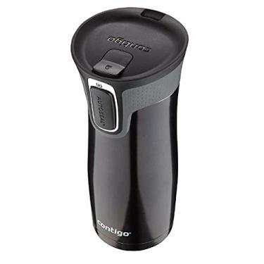 Imagem de Contigo Caneca de viagem West Loop Autoseal, garrafa térmica a vácuo de aço inoxidável, copo à prova de vazamento, caneca de café com tampa fácil de limpar sem BPA, 470 ml, preta
