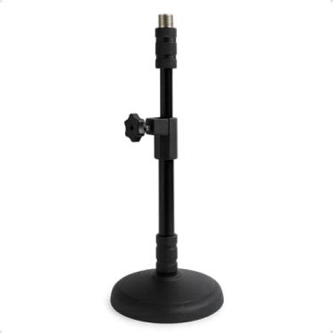 Imagem de Zaidan’s Mini Pedestal de Mesa p/Microfone — Base Estável Ø110 mm, Altura 23–30 cm, Construção em Ferro, Ideal p/Bumbo, Cajon, Amplificador e Podcast — Preto