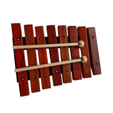 Imagem de Kokiya Xilofone de 8 notas com 2 baquetas, instrumento musical Montessori, brinquedo xilofone de madeira para presente de aniversário para iniciantes, Vermelho