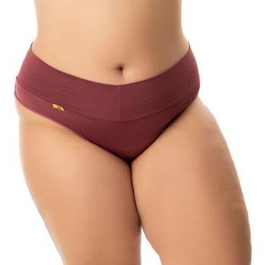 Imagem de Kit 3 Calcinhas Plus Size Cós Alto Fio Duplo. - Sugestiva Modas, Vinho