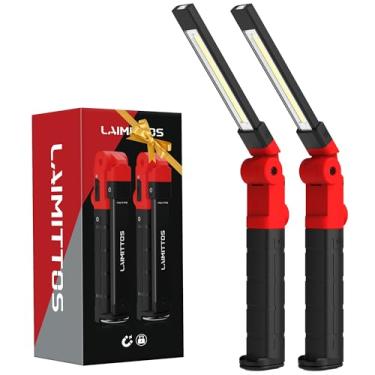 Imagem de LAIMITTOS Luz de trabalho recarregável de 2200 mAh magnética LED para trabalho, lanterna mecânica, presente para homens, lâmpada dobrável com gancho para reparo de carro, churrasqueira de emergência