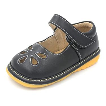 Imagem de Little Mae's Boutique Sapatos Mary Jane Brancos, Pretos, Marrom, Rosa ou Roxo Squeaky para Meninas Crianças, Tênis de Caminhada Ideal para Bebês, Tênis Removível, Preto, 8 Toddler