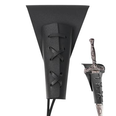 Imagem de Cinto de espada com suporte de adaga com laço, sapo de espada de estilo medieval, coldre de espada de couro ajustável para cosplay de fantasia, acessório de bainha de cinto e acessórios renascentistas