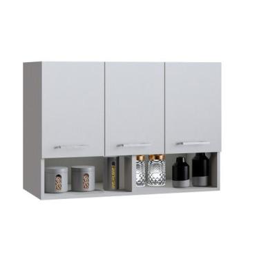 Imagem de Armário Cozinha Aéreo 3 Portas Nicho Multiuso Compacto Modular - Móvei