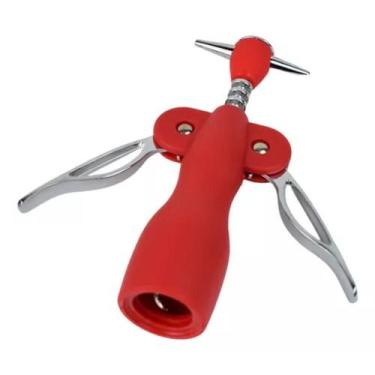 Imagem de Saca Rolhas Abridor De Garrafa Vinho Manual Aço Inox Emborrachado Rest