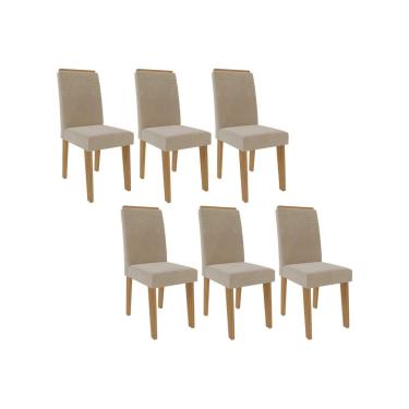 Imagem de Kit 6 Cadeiras Sala Jantar Taís 6 Un Savana/Nature-Suede Nude Bege - Cimol