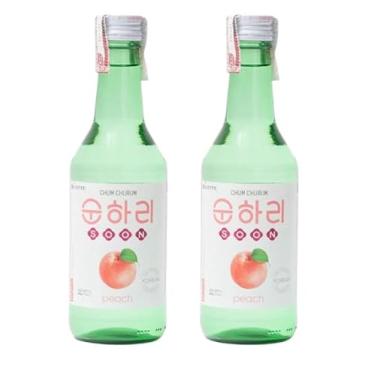 Imagem de Kit Soju Coreano Lotte Sabor Pêssego, 2 Garrafas, 360ml, Chum Churum
