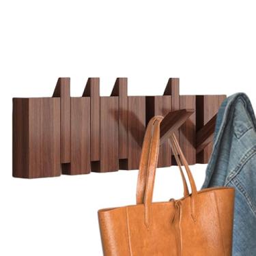 Imagem de Piano Coat Rack, Modern Hat Coat Hook, Natural Wood Entryway Wall Art, Stylish Hook for Bags, Hats, Umbrellas, Clothes Organizer Hanger to Home Entrance Decoration