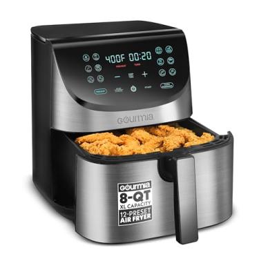 Imagem de Gourmia Air Fryer Oven Display Digital 8 Quart Panela AirFryer Grande 12 Peças de Cozinha de Toque 1700 W Power Multifuncional GAF856 Preto e Aço Inoxidável Air Fryer