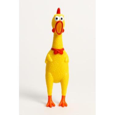 Imagem de Frango Galinha amarela M 29cm com apito para cachorro - MIMOS PET