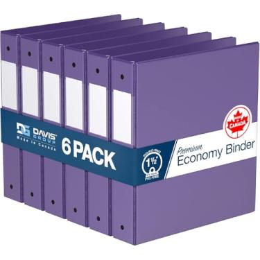 Imagem de Pacote com 6 fichários econômicos premium com 3 anéis para escola ou escritório, fichários redondos, 3,8 cm, roxo