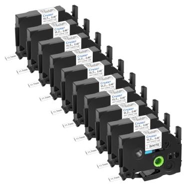 Imagem de Pacote com 10 fitas adesivas termorretráteis Brother Hse-231 11,7 mm 0,46 polegadas x 1,5 m, texto preto em branco tubo termorretrátil imprimível para impressora Brother PTE550 PTP750 PTD210 PTH110