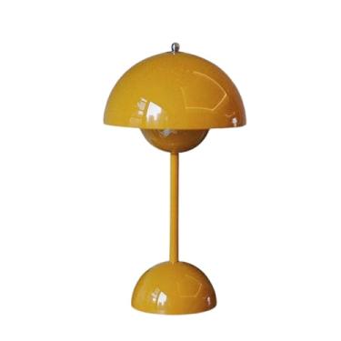 Imagem de Luminaria Abajur de Mesa Colorida Touch LED Noturna, Cupula Redonda, Estilo Retro, 30 CM, para Leitura, Escritório, Mesa, Cabeceira, 3 Intensidades, Luz Relaxante para Dormir (Amarelo)