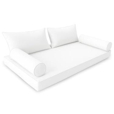 Imagem de ZOALXZNT Capa de almofada de sofá-cama solteiro, capa de colchão solteiro ao ar livre para cama de balanço, colchão de balanço de varanda, fronhas de lençol com elástico (tubulação da mesma cor, 190 x