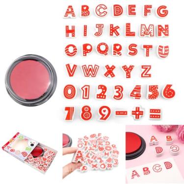 Imagem de Briartw Conjuntos de carimbos de EVA com almofada de tinta – 39 peças de carimbos do alfabeto e almofada de tinta vermelha – leve, durável, perfeito para cartões feitos à mão, álbum de recortes