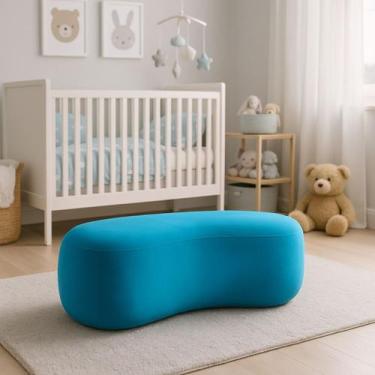 Imagem de Puff Feijão Orgânico Moderno 100cm Escultural Suede Curvo - Divani, Az