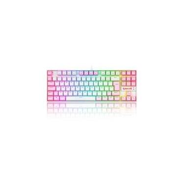 Imagem de Teclado Mecânico Gamer Redragon Kumara, RGB, Switch Blue, ABNT2, Rosa e Branco - K552PW-RGB (PT-BLUE)