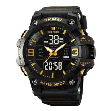 Imagem de Relógio Masculino Skmei Anadigi 2222 Preto E Dourado