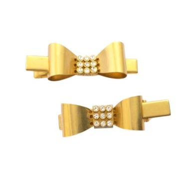 Imagem de Kit 6 presilhas cabelo dourada grampo formato laço c/ brilho - Genéric