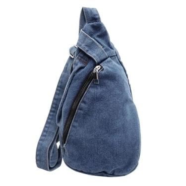 Imagem de Avilego Bolsa tiracolo moderna feminina tiracolo bolsa de ombro jeans bolsa de ombro bolsa de cinto para esportes caminhadas 2025, Azul claro