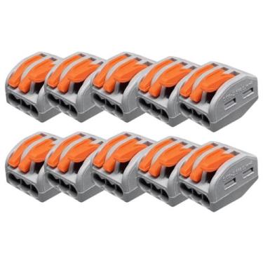 Imagem de Kit 10 conector alavanca emenda rapida 3 vias stark