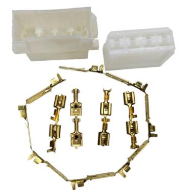 Imagem de Conector 8 Vias M/F C/Terminais 6,3MM BRANCO P/INST SOM-2165 - TC Chic