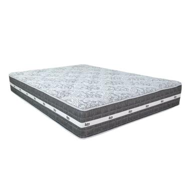 Imagem de Cama Box Baú Branco E Colchão Black Graphite Molas Ensacadas Casal 138x188x27 Anjos