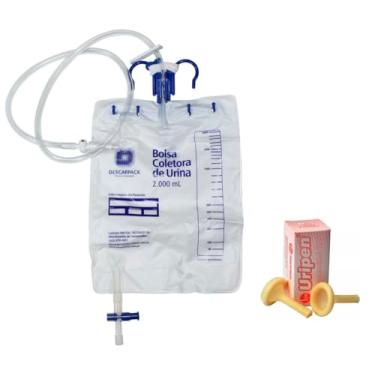 Imagem de Kit Coletor de Urina com Uripen - 6 Coletores Sistema Fechado 2L Descarpack + 6 Uripen Masculino Biomed