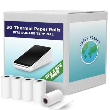 Imagem de Papel térmico livre de BPA e BPS (livre de fenol) para POS quadrado (impressora térmica de terminal quadrado) da Paper Planet | Rolos de recibos de máquina de cartão de crédito | 30 rolos