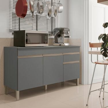 Imagem de Balcao 3 Portas C/ Gaveteiro 1,50 Line C/ Tampo Gris