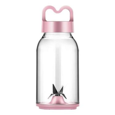 Imagem de Copo de liquidificador de substituição para HOMEXUP/MEET JUICE/LEZAA - Aço inoxidável de 6 lâminas de 500 ml com linhas de medição - Tampa tipo M - compatível com vários espremedores (rosa)