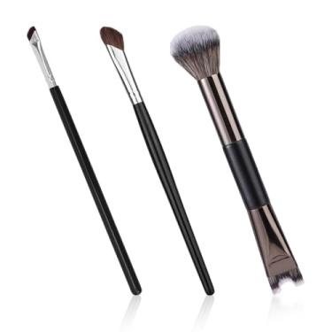 Imagem de BOXOB 3 Peças Escova de Nariz Dupla para Esculpir, Pincéis de Contorno Nariz 2 em 1 em Formato U Pretos Pincel Maquiagem Angular Modelador Narizs para Esculpir Destacar e Definir
