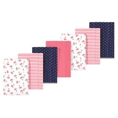 Imagem de Luvable Friends Hudson Baby, flanela para arrotar panos, pacote com 7, Cereja rosa, 14x20 inches