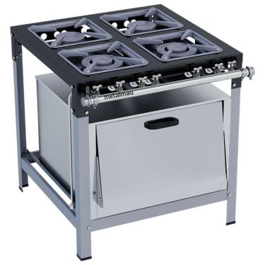 Imagem de Fogão Industrial Stori Premium 4 Bocas 30x30 Com Forno M18 Metalmaq Fogão Pressão Baixa Pintado