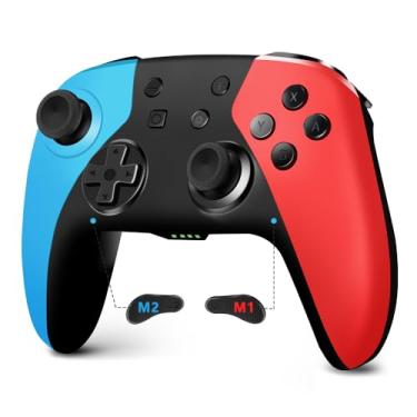 Imagem de AceGamer【Upgraded Wireless Controller for Nintendo Switch/Lite/OLED/Windows, Hall Effect Joystick for Controllers with Wake Up/Turbo/Vibration/Back Buttons/Programmable (Red-Blue)