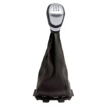 Imagem de Manopla Bola Prata + Coifa Câmbio Preta Ford Ka 2018 19 2020